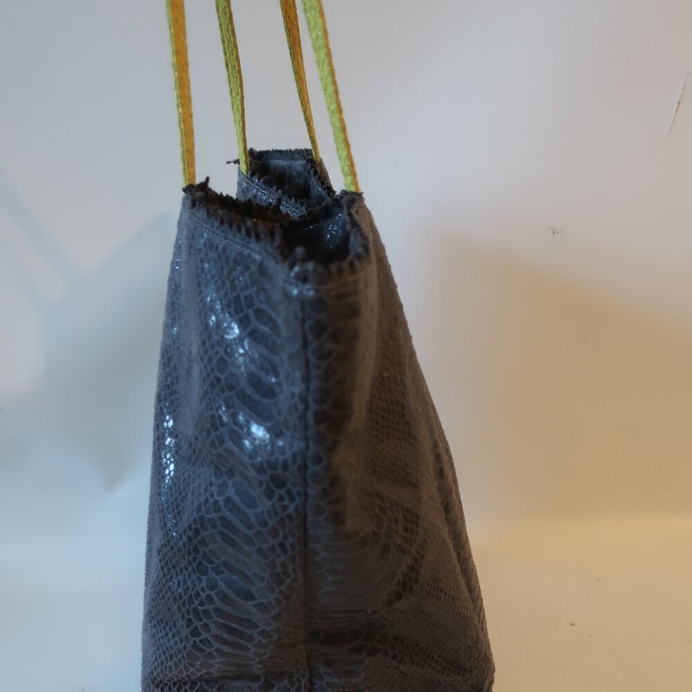 Womens Carlos Falchi Gray Yellow Python Print Fat… - image 7